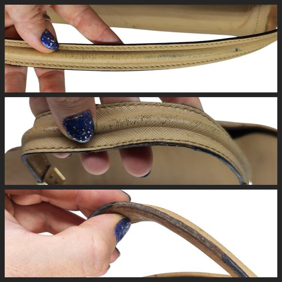 Coach Purse Handbag Leather Colorblock Tan Nude Briefcase Crossbody Flap Top - Picture 11 of 15